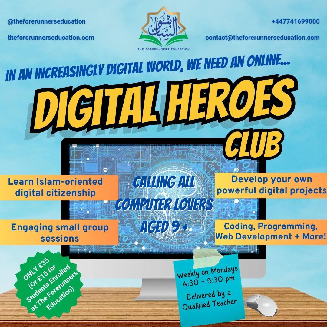 Poster for the Digital Heroes Club: coding, programming and web development for computer lovers aged 9 and over
