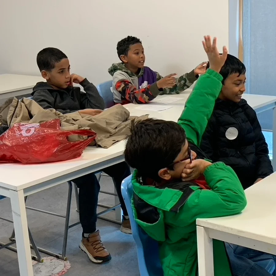 Students taking part in a group discussion session